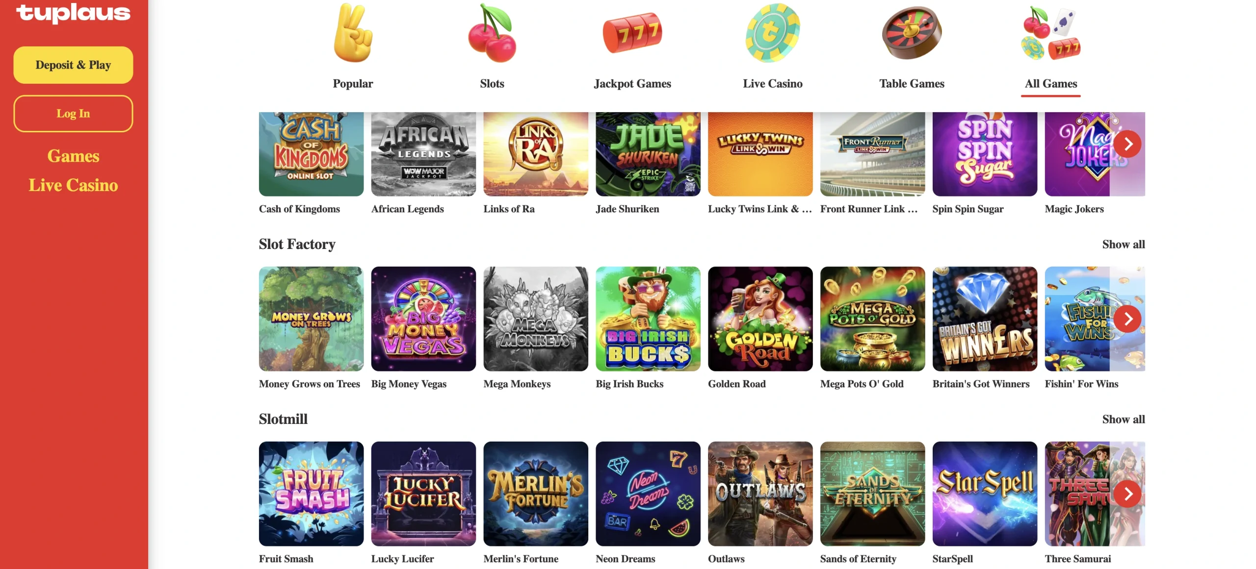 Taplaus Kasino Games
