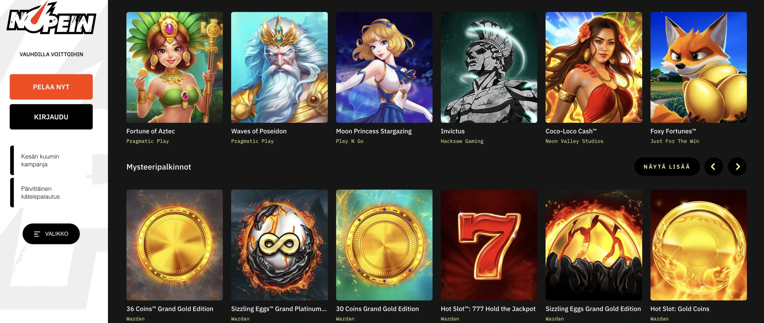 Nopein Casino games