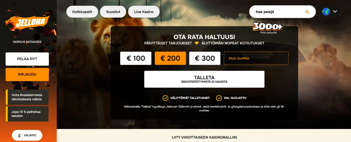 Jellona pikakasino suomalaisille pelaajille